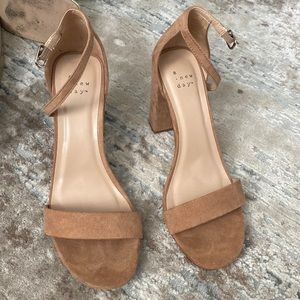 Nude Strap Block Heels